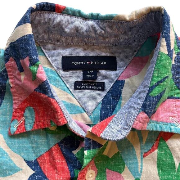 Tommy Hilfiger Button Up Grunge Tropical Indie Mens Dress Shirt Summer - Picture 5 of 5